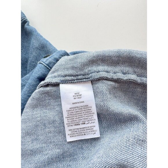 BODEN Fiona Indigo Cotton Denim Tie Neck Button Down Shirt Top, Size 12 - Picture 14 of 15